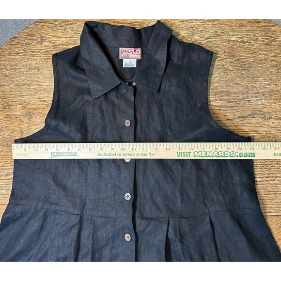 April Cornell for Cornell Trading Black 100% Linen Shirt Dress Oversized Medium - Picture 4 of 12